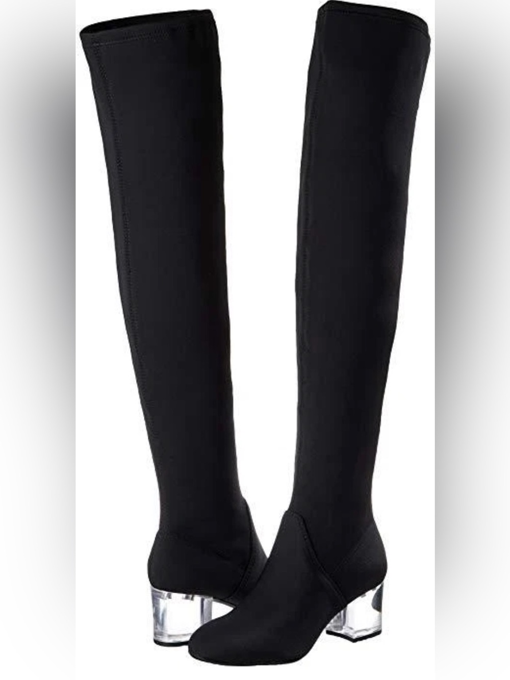 Aldo Solata Black Over The Knee Boots Clear Perspex Block Heel Size 8
